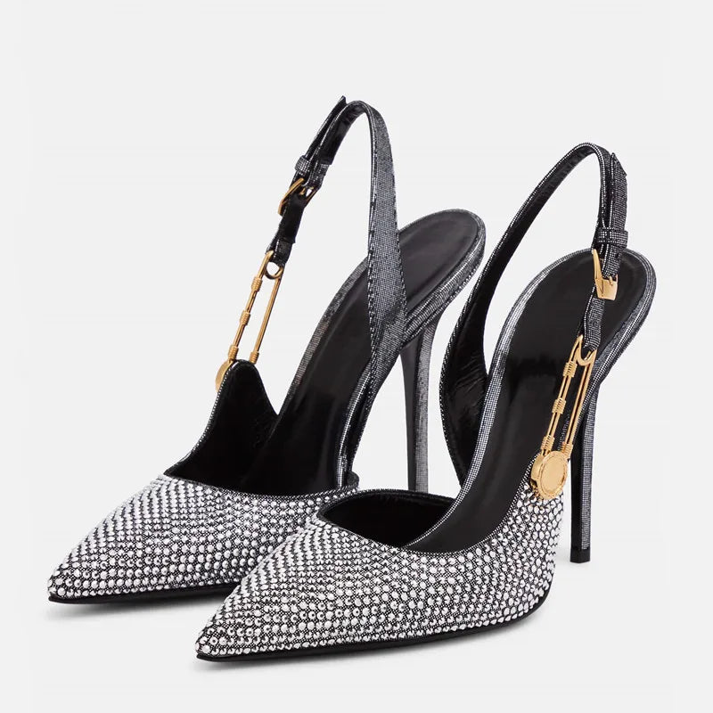 Rhinestone Sequined Slingbacks