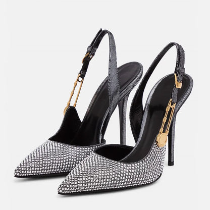 Rhinestone Sequined Slingbacks