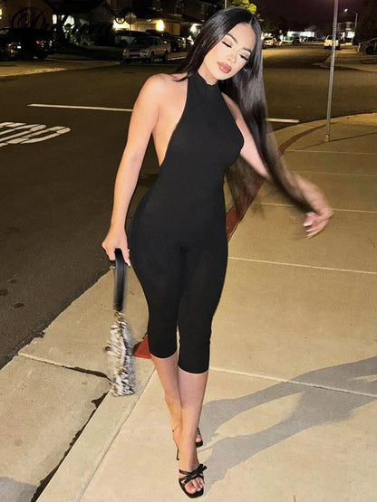 Halter Backless Ribbed Jumpsuit