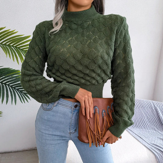 Hollow-Out Cropped Knit Sweater