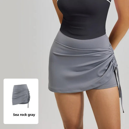High-Waist Drawstring Sports Skort