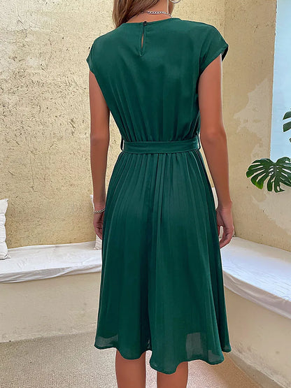 Pleated Flying-Sleeve Dress