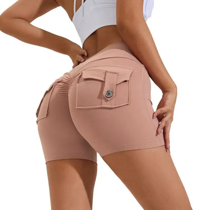 Nylon Ruched Waistband Shorts