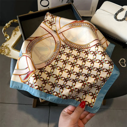 Bandana Print Silk Square Scarf
