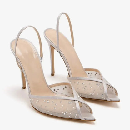 Elastic Strap Thin Heel Sandals