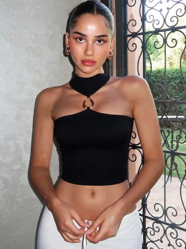 Turtleneck Buckle Tank Top