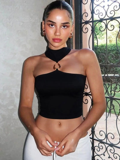 Turtleneck Buckle Tank Top