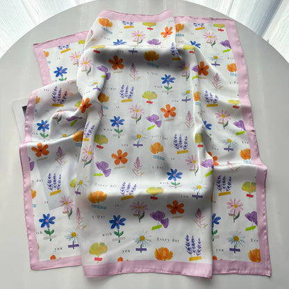 Floral Print Silk Shawl Scarf