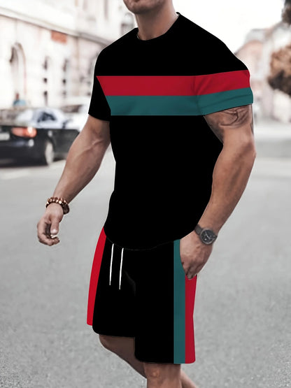3D Print Round Neck Shorts Set