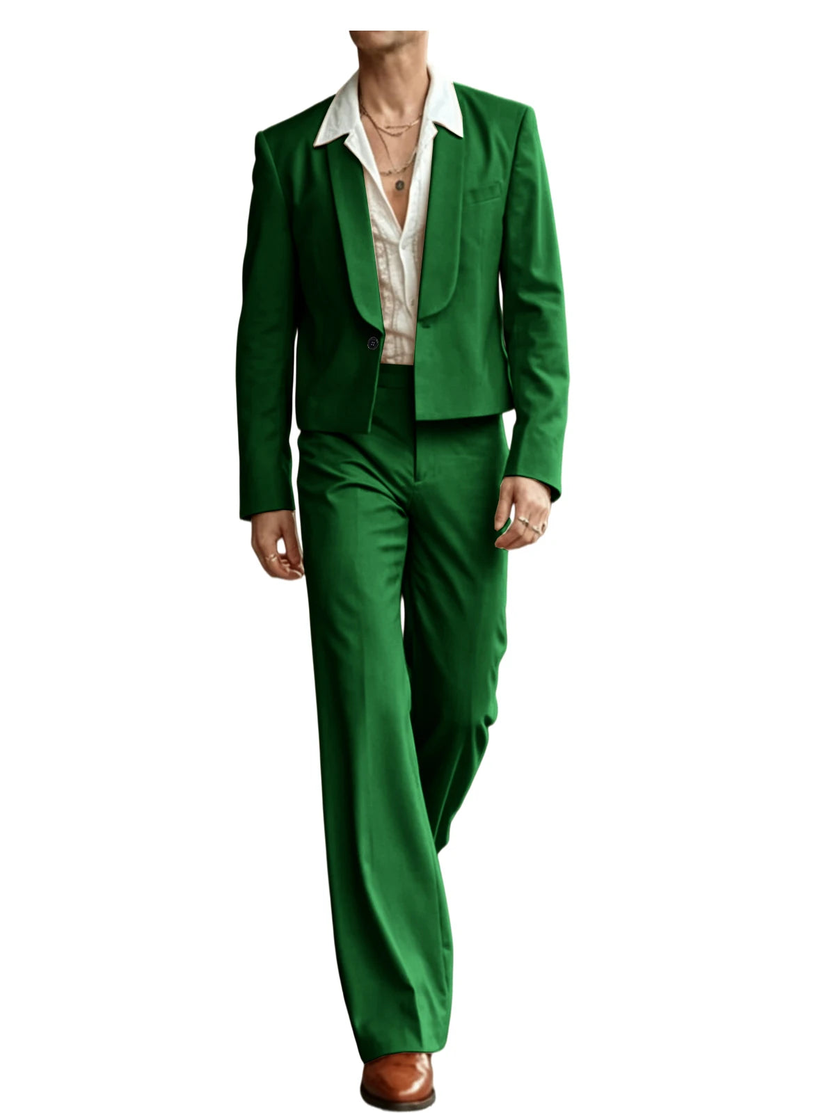 Cropped Blazer Flare Pants Tuxedo Set