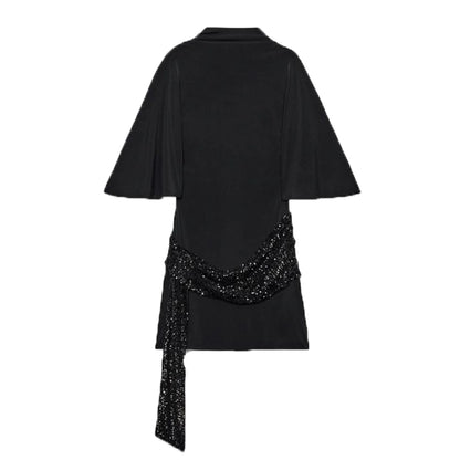 Sequin Batwing-Sleeve Mini Dress