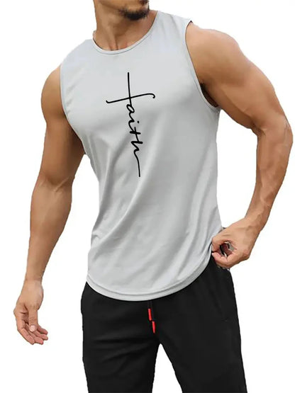 Cross Print Streetwear Tank Top