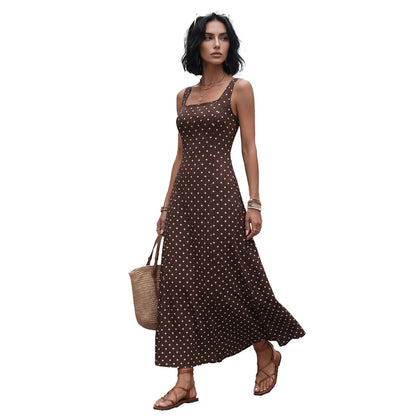 Polka Dot Sleeveless A-Line Dress