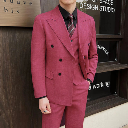 British Linen Slim Groom Suit Set