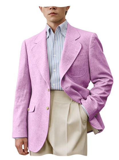 Linen Notch-Lapel Casual Blazer