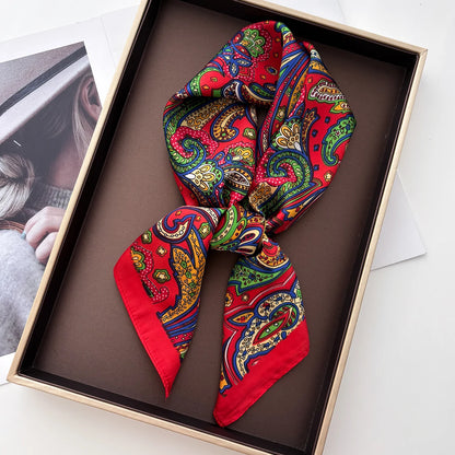 Cashew Print Silk Square Scarf