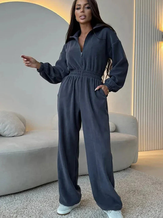 Half-Zip Lounge Jumpsuit