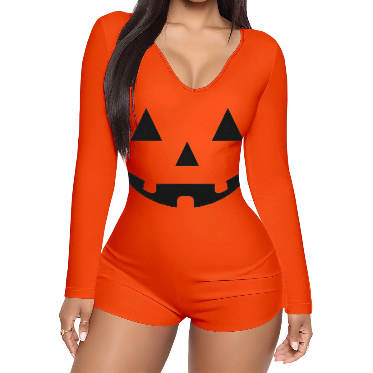 Halloween Print Long-Sleeve Jumpsuit