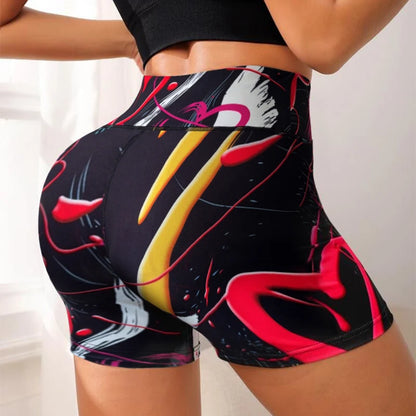 Love Print Yoga Shorts