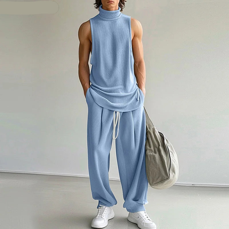 Turtleneck Tank Top Drawstring Set