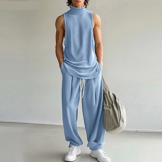 Turtleneck Tank Top Drawstring Set