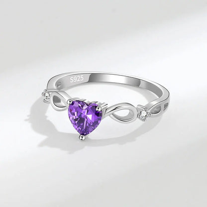 Heart Crystal Silver Ring