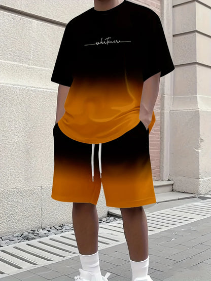 Casual T-Shirt Drawstring Shorts Set