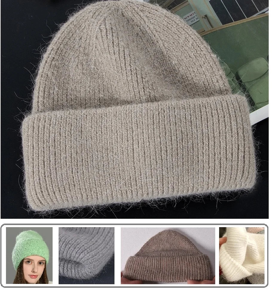 Wool Blend Hooded Scarf Beanie