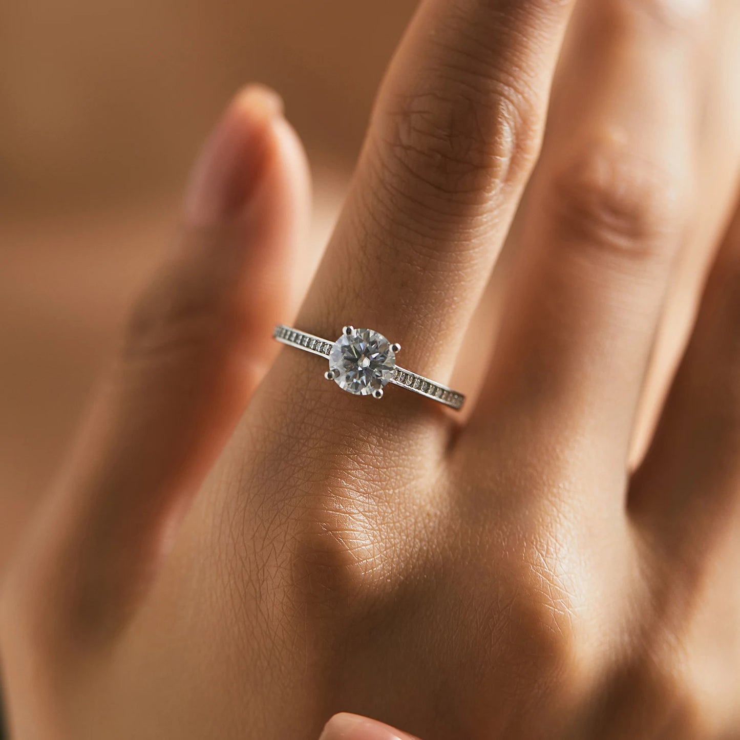 Moissanite Sterling Silver Wedding Band