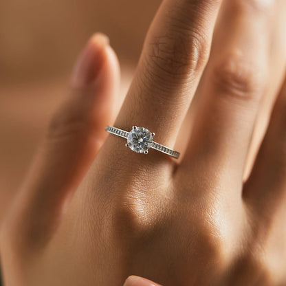 Moissanite Sterling Silver Wedding Band