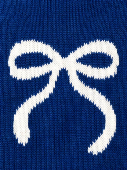 Blue Bow Knit Sweater