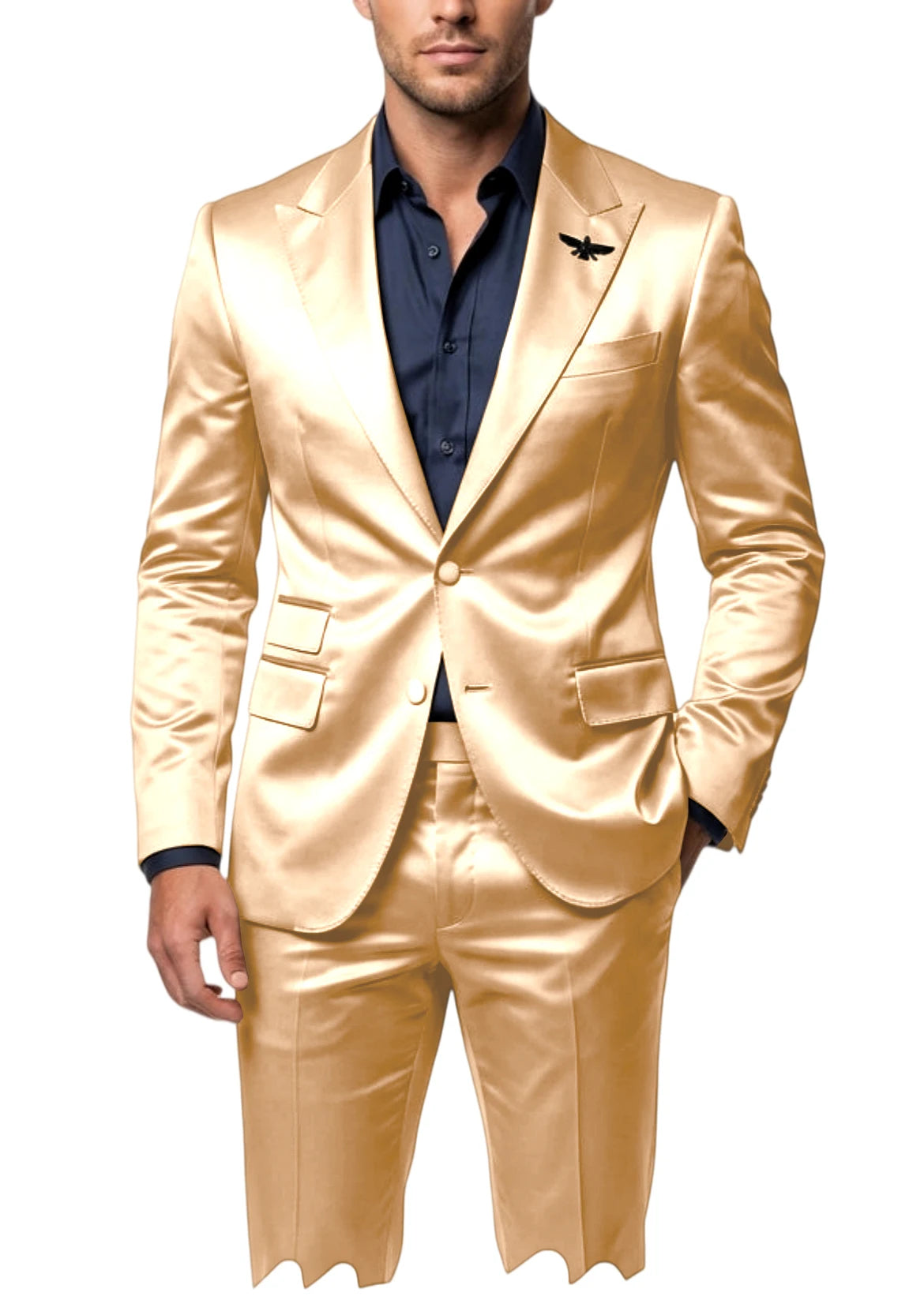 Satin Peak-Lapel Tuxedo Suit Set