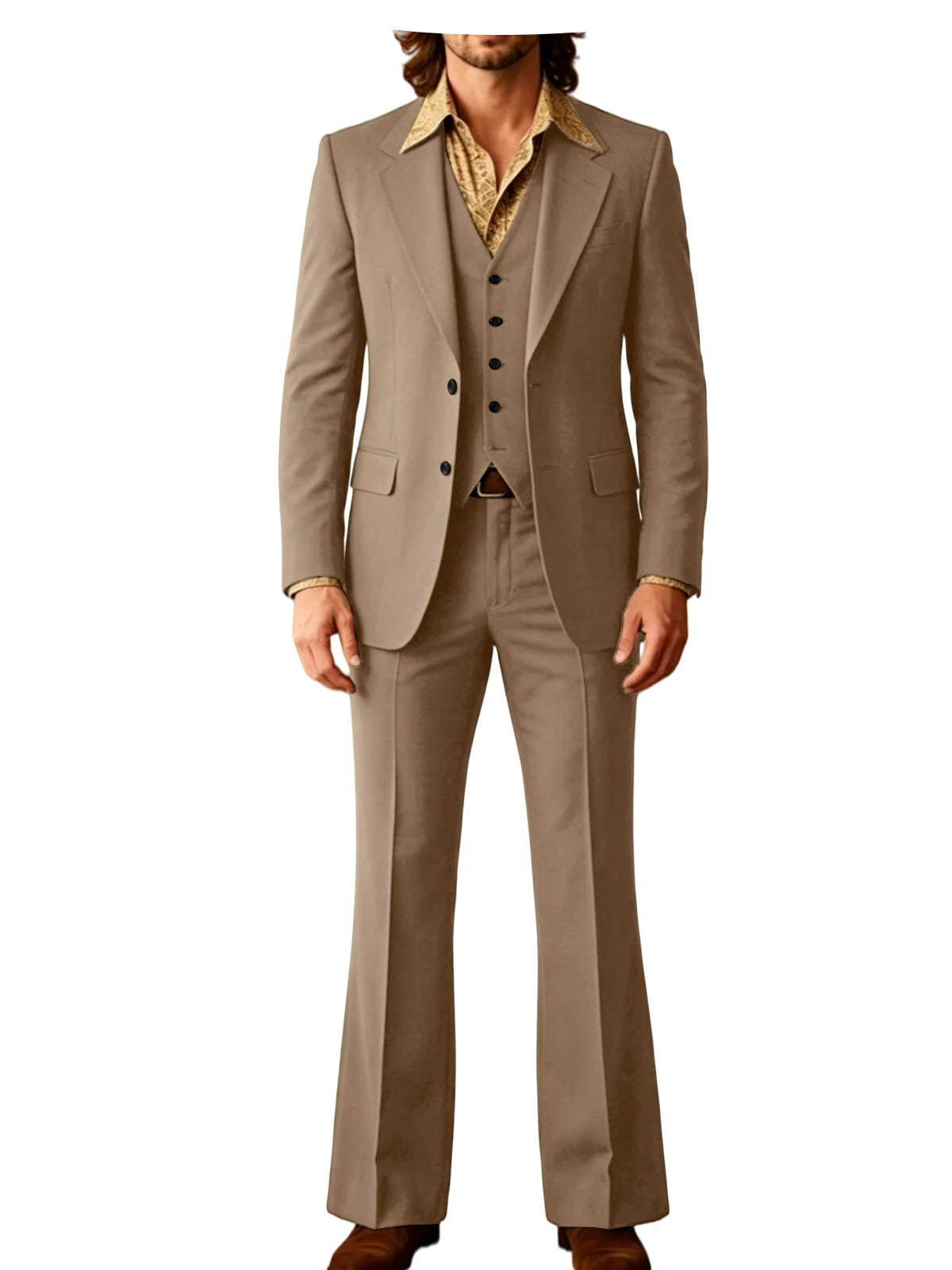 Retro Bell-Bottom Three-Piece Suit