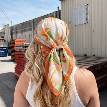 Pink Star Print Square Scarf