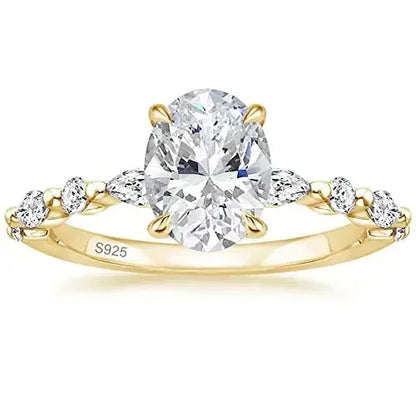 Oval Zircon Halo Silver Ring