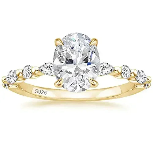 Oval Zircon Halo Silver Ring