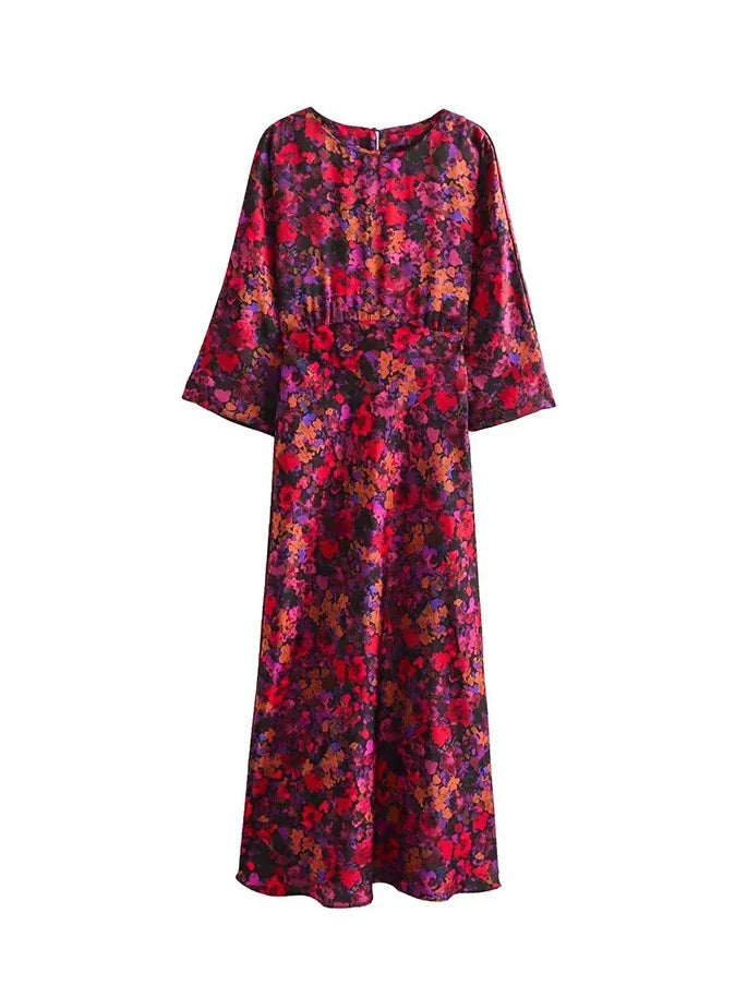 Floral Pleated Maxi Dress