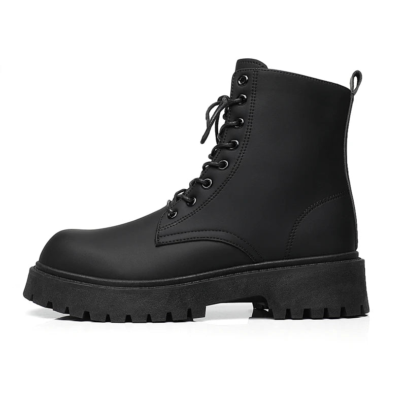 Black Leather Lace-up Boots