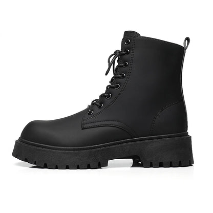 Black Leather Lace-up Boots