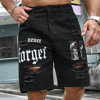 Stretchy Denim Ripped Shorts