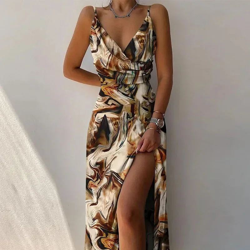 Summer V-Neck Print Camisole Dress