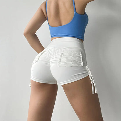 Ruched High-Waist Yoga Shorts