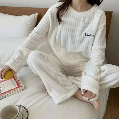 Soft Coral Velvet Jacquard Pajama Set