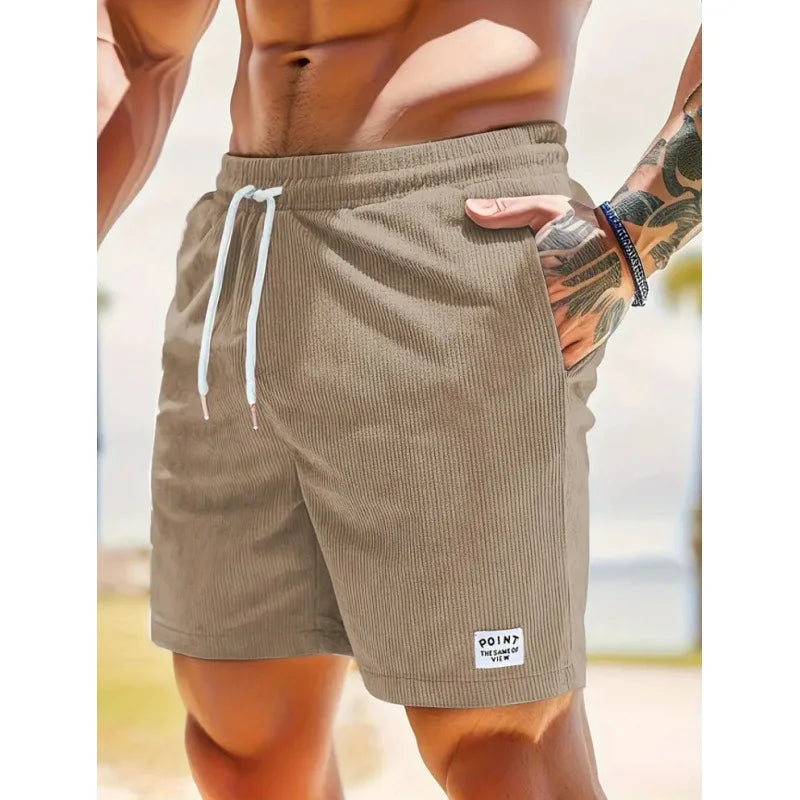 Corduroy Striped Textured Casual Shorts