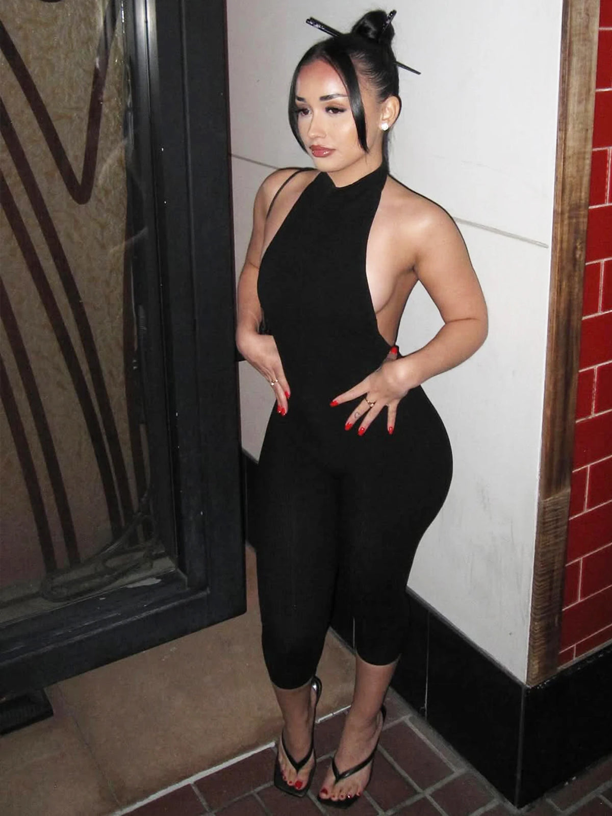 Halter Backless Ribbed Jumpsuit