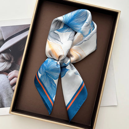 Floral Print Silk Hairband Scarf