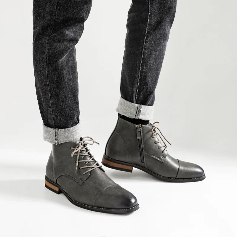Leather Ankle Zip Boots