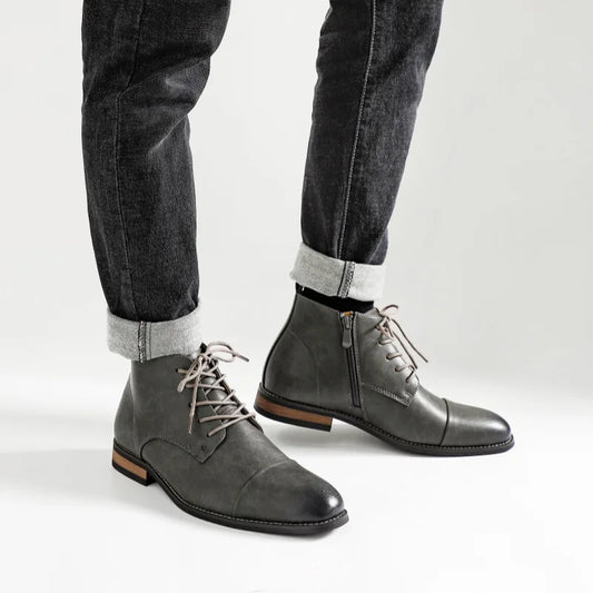 Leather Ankle Zip Boots