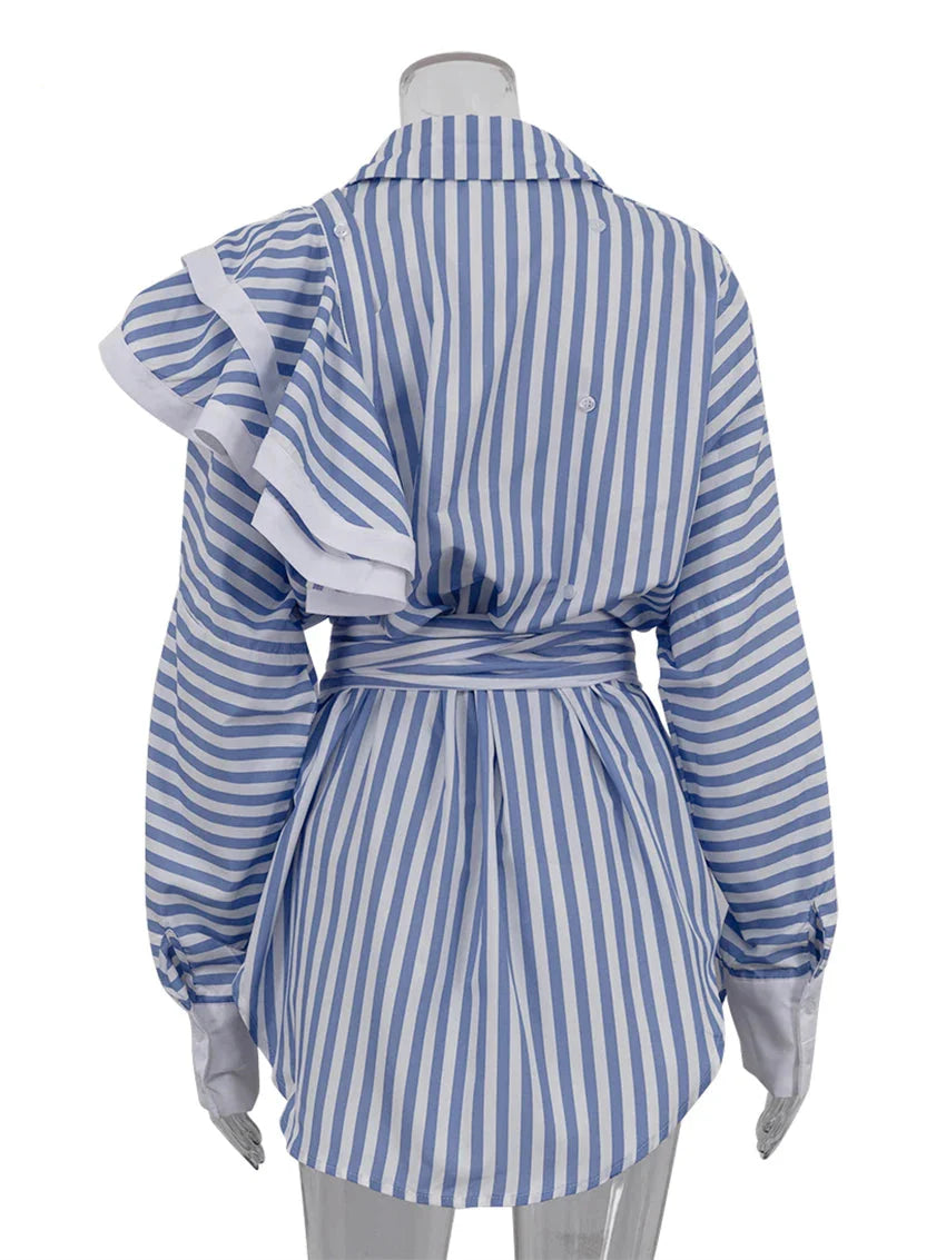 Clacive Fashion Loose Blue Stripe Women’s Dress