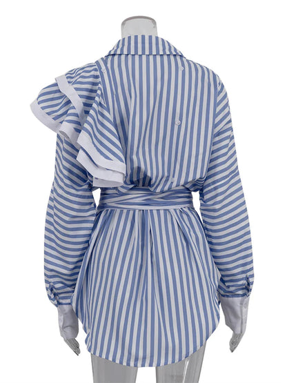 Clacive Fashion Loose Blue Stripe Women’s Dress